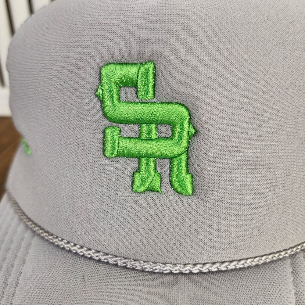Seager SR Rope Trucker Hat Gray Mesh Snapback "Not My First Rodeo" Ranch Water - Picture 3 of 10